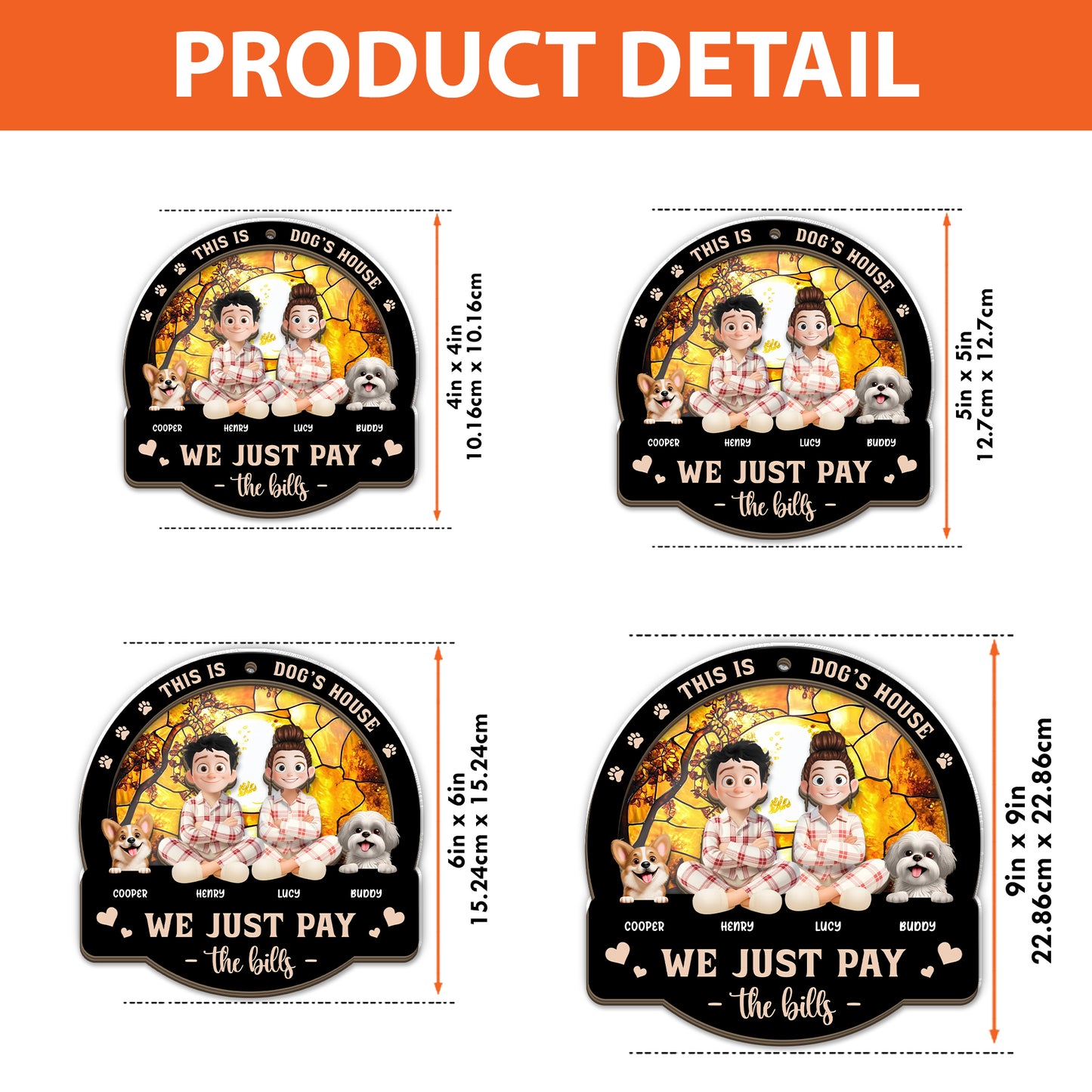 Pay the Bills personalized suncatcher window hanging.