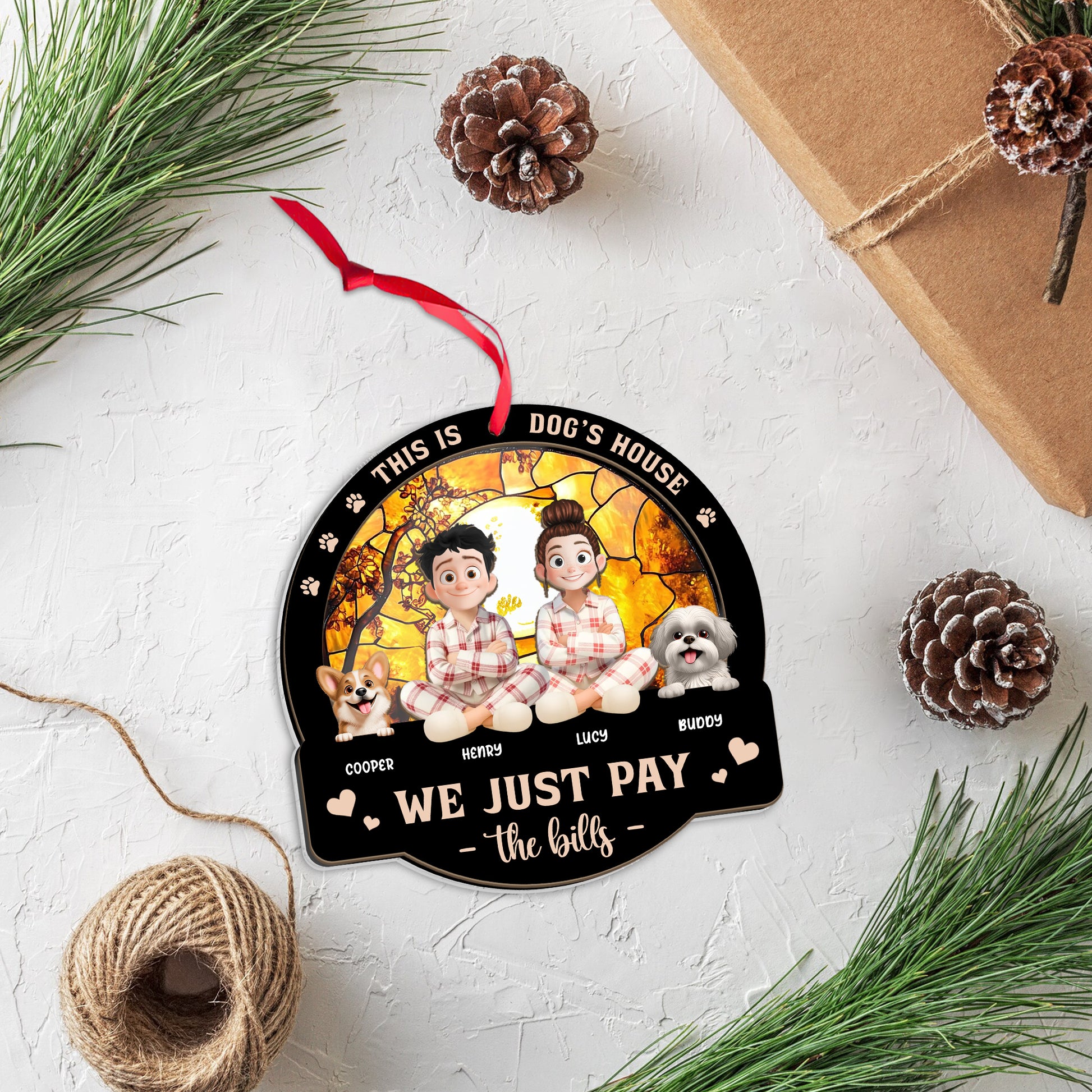 Pay the Bills personalized suncatcher window hanging.