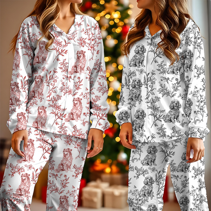 Personalized custom dog pajamas with a cartoon dog face, a unique Christmas gift for pet owners.