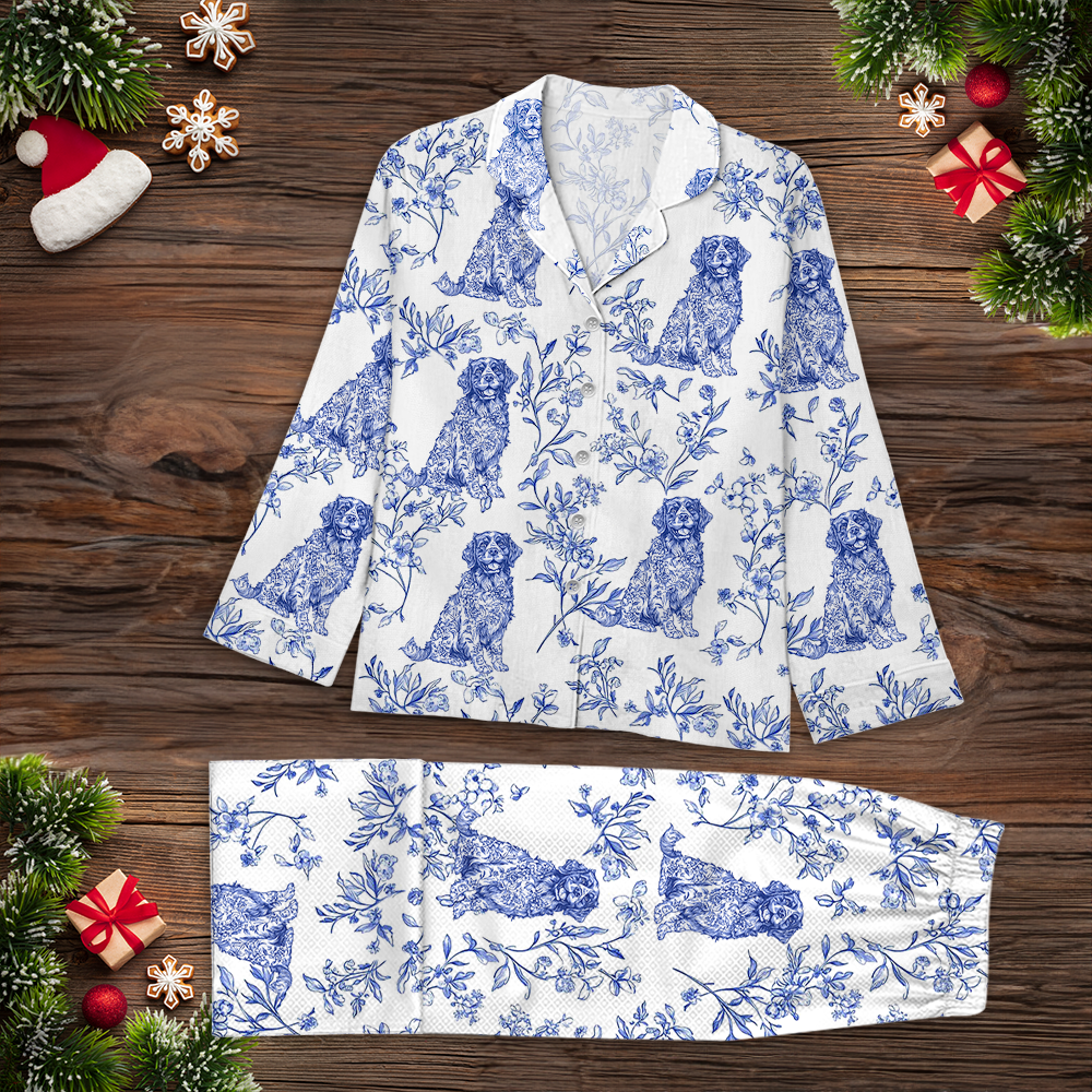 Personalized custom dog pajamas with a cartoon dog face, a unique Christmas gift for pet owners.