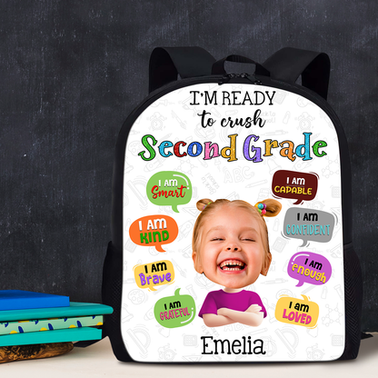 Personalized kids backpack with custom name, perfect birthday gift and school bag.