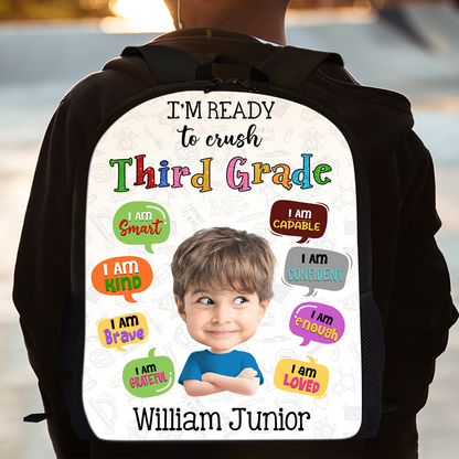 Personalized kids backpack with custom name, perfect birthday gift and school bag.