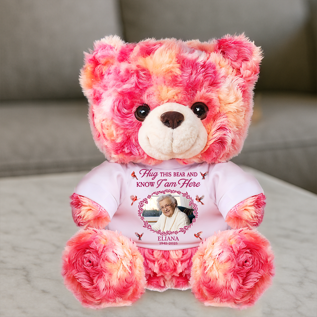 Personalized "A Hug From Heaven" memorial teddy bear, a comforting plush gift.