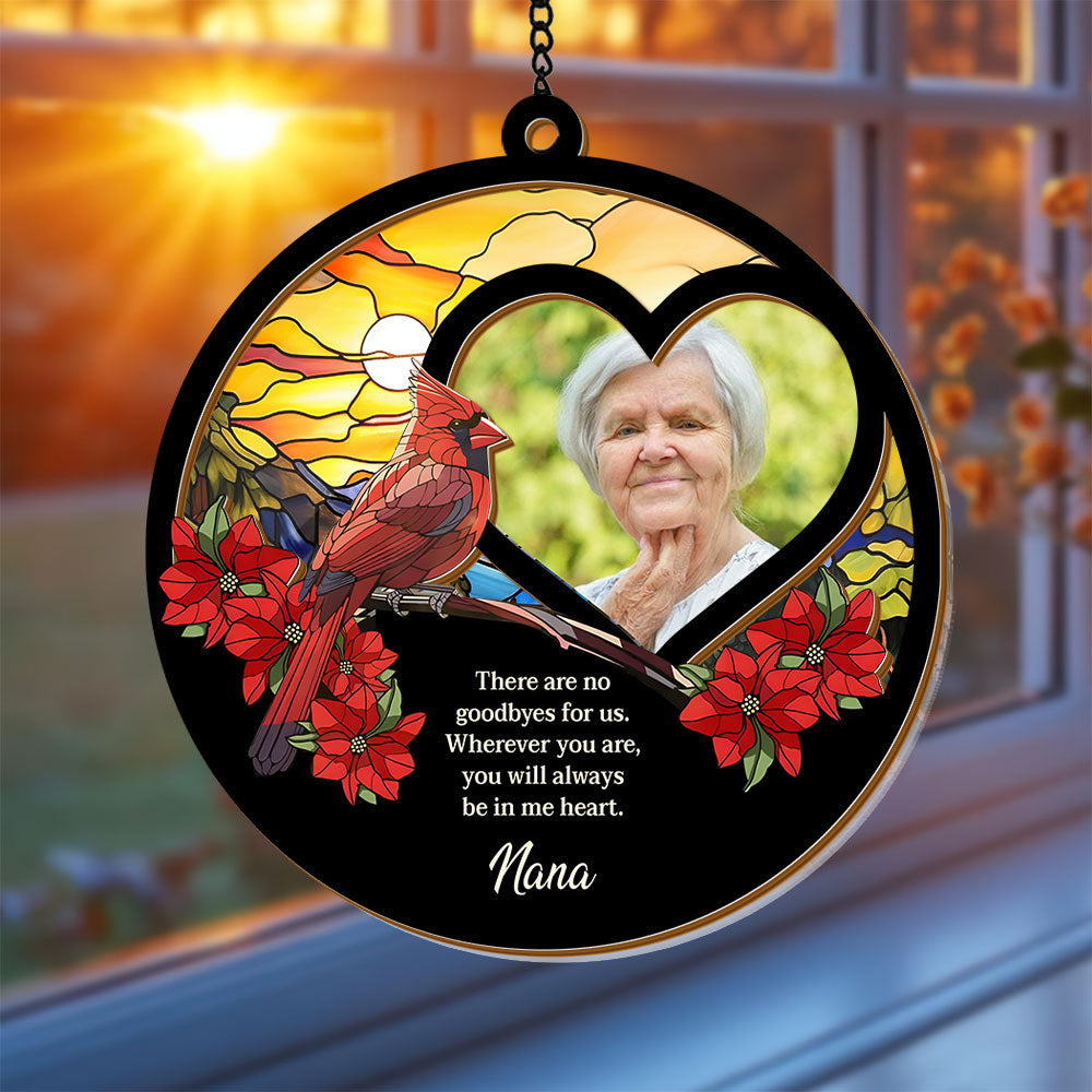 Personalized photo suncatcher ornament: "I Am Always With You" sympathy gift.