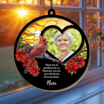 Personalized photo suncatcher ornament: "I Am Always With You" sympathy gift.