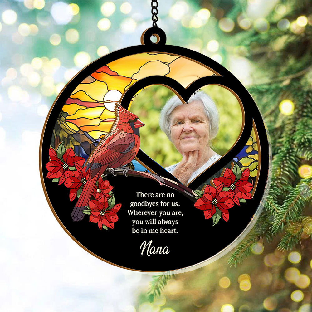 Personalized photo suncatcher ornament: "I Am Always With You" sympathy gift.