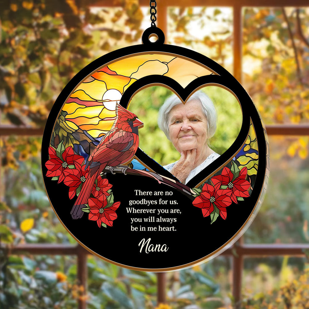 Personalized photo suncatcher ornament: "I Am Always With You" sympathy gift.