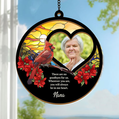Personalized photo suncatcher ornament: "I Am Always With You" sympathy gift.