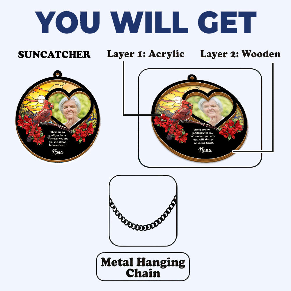 Personalized photo suncatcher ornament: "I Am Always With You" sympathy gift.