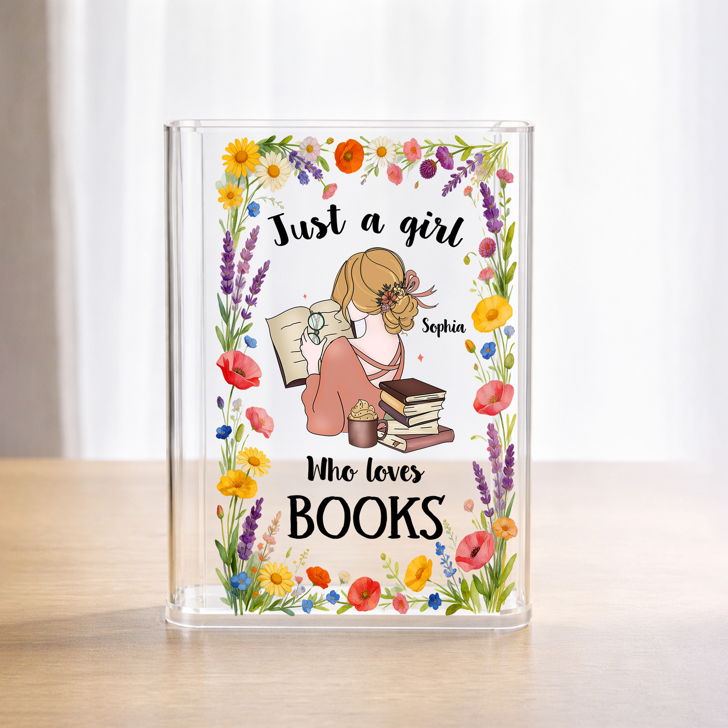 Just A Girl Who Loves Book - Personalized Acrylic Book Vase