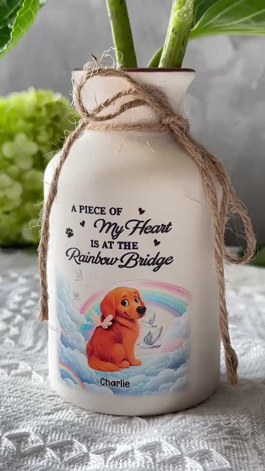 Personalized white ceramic flower vase with "My Heart Was Not Ready" memorial quote.