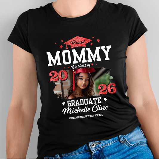 Proud Dad/Mom of a Graduate Graduation Shirt. Custom unisex t-shirt design.