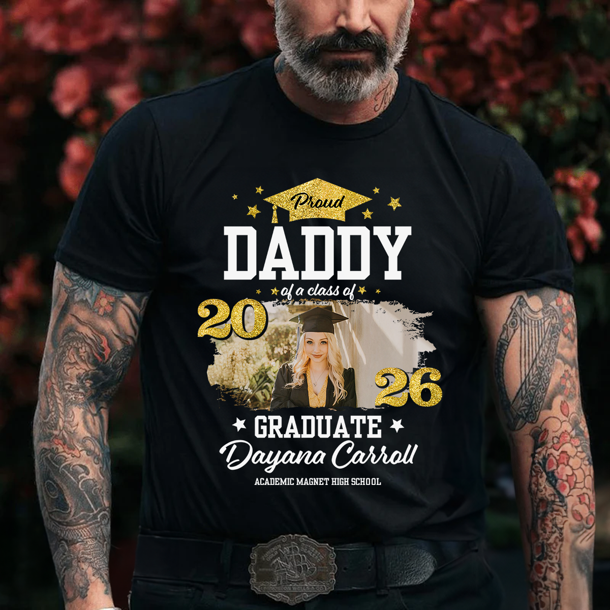 Proud Dad/Mom of a Graduate Graduation Shirt. Custom unisex t-shirt design.