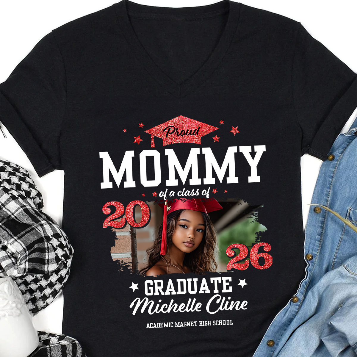 Proud Dad/Mom of a Graduate Graduation Shirt. Custom unisex t-shirt design.