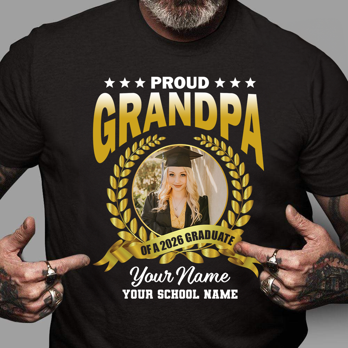 Proud Family Class of 2026 custom graduation shirt. Personalized graduation t-shirt with photo upload.