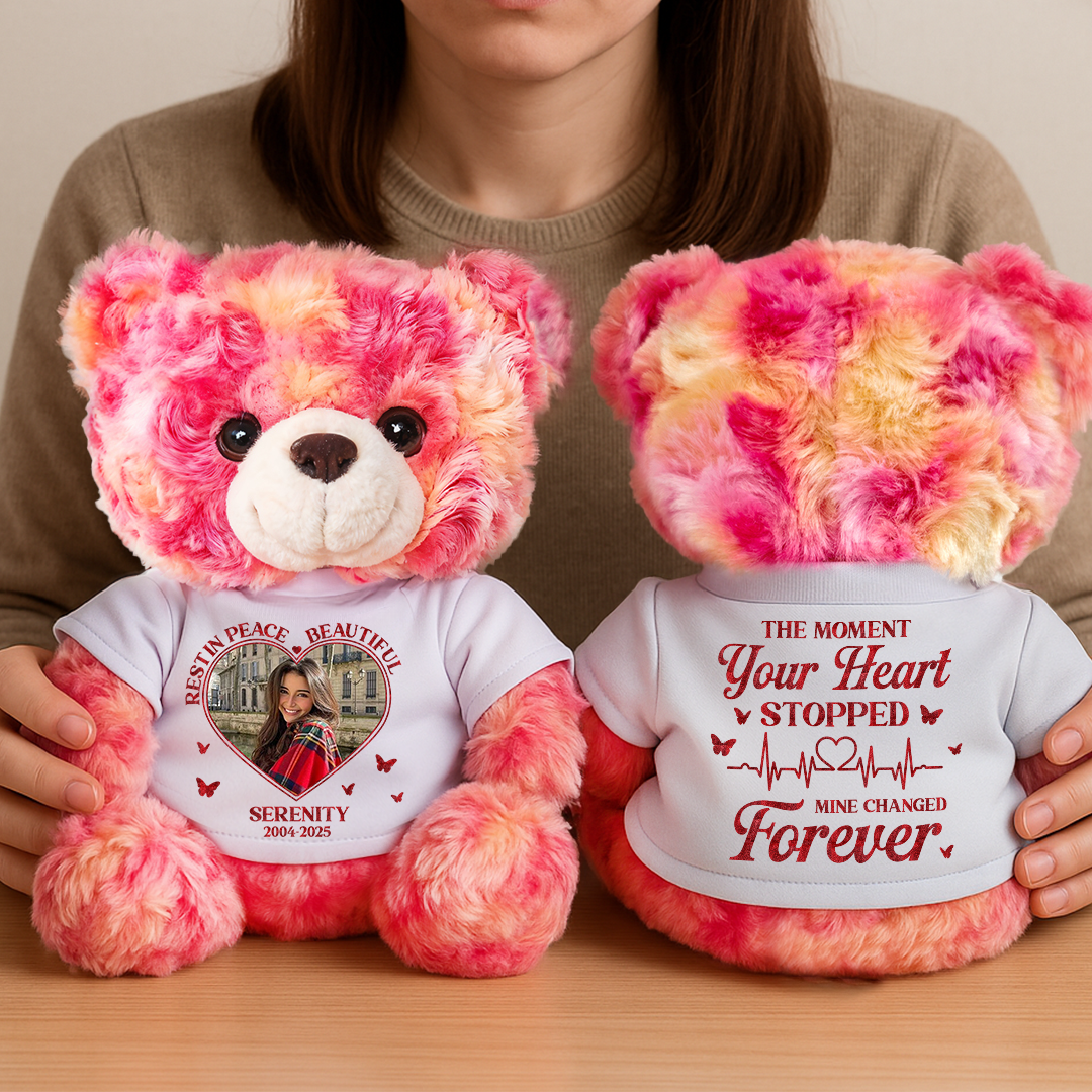 Personalized "Rest In Peace Beautiful" Teddy Bear Plush - A comforting memorial gift.