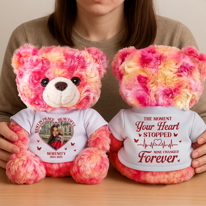 Personalized "Rest In Peace Beautiful" Teddy Bear Plush - A comforting memorial gift.