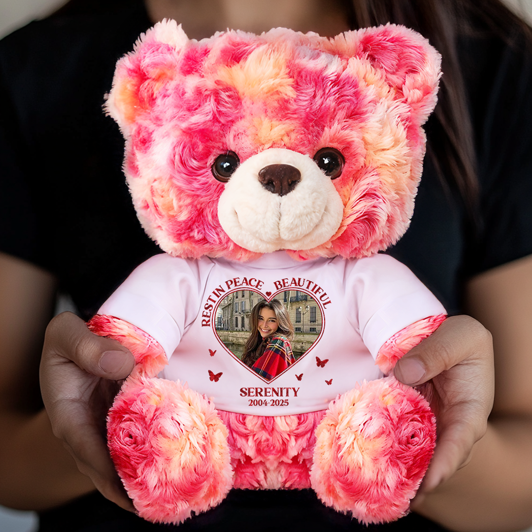 Personalized "Rest In Peace Beautiful" Teddy Bear Plush - A comforting memorial gift.