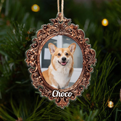 Personalized Royal Pet Ornament: Adorable custom acrylic ornament featuring a pet wearing a regal crown.