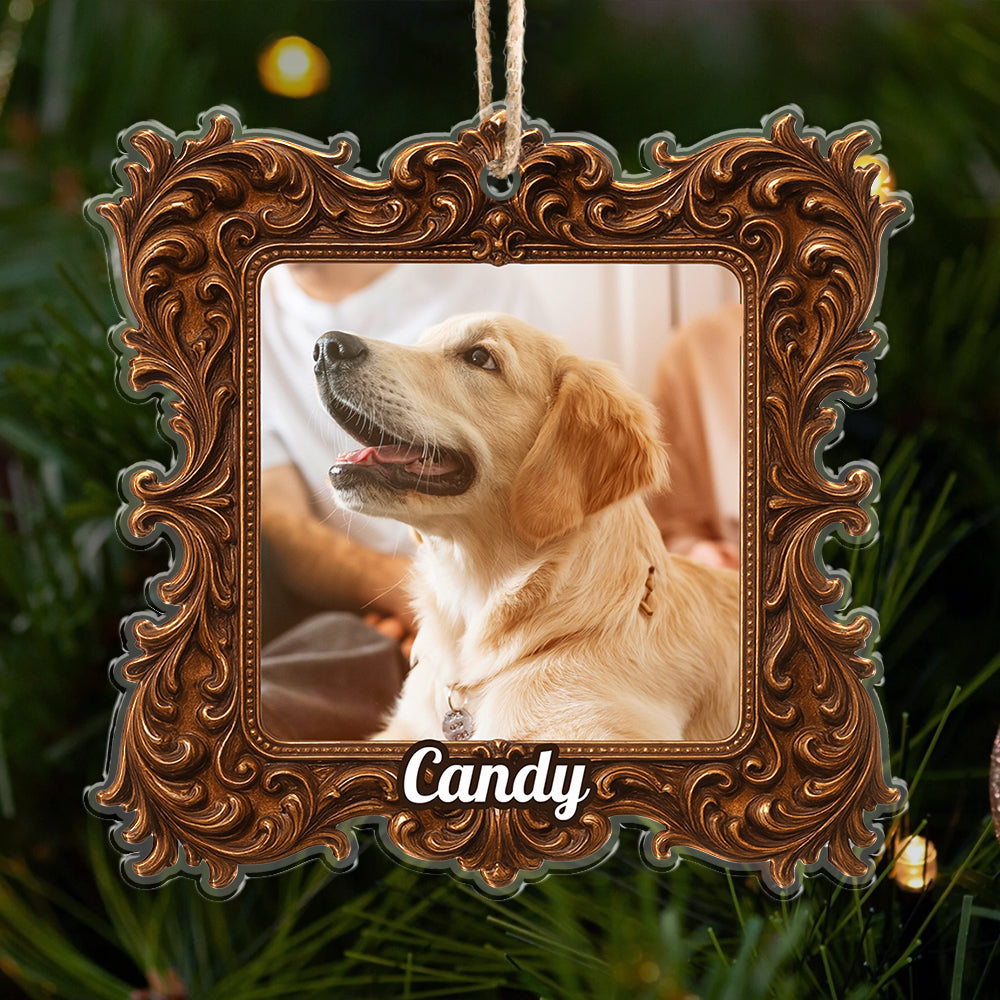Personalized Royal Pet Ornament: Adorable custom acrylic ornament featuring a pet wearing a regal crown.