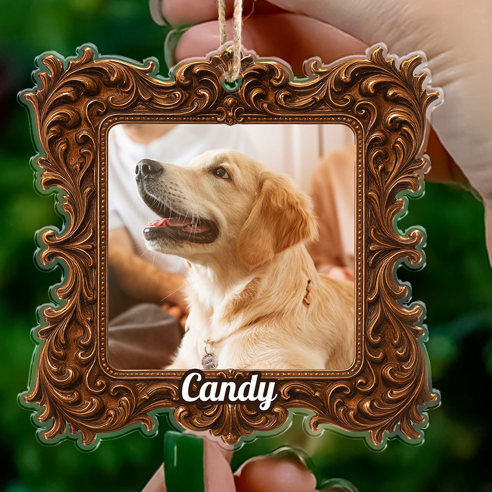 Personalized Royal Pet Ornament: Adorable custom acrylic ornament featuring a pet wearing a regal crown.