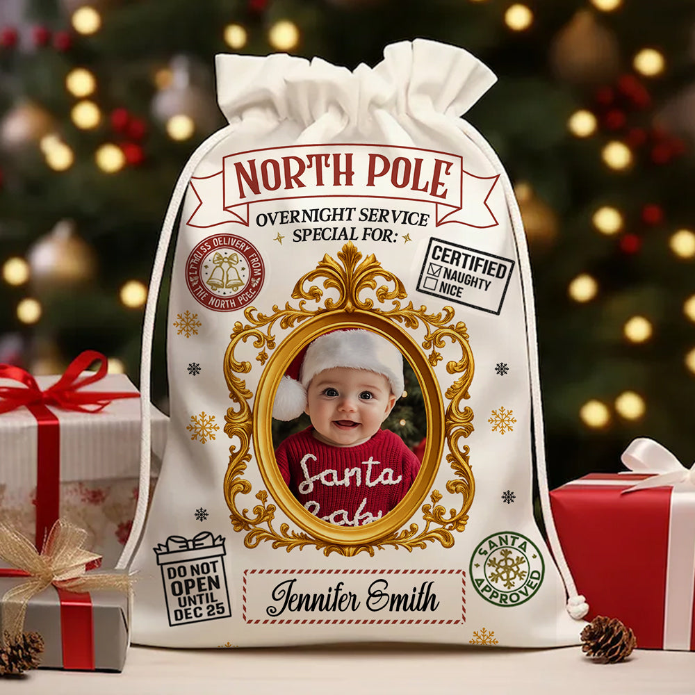 Personalized Santa Certified Christmas Bag, a festive gift sack for the whole family, ready to be filled with presents.