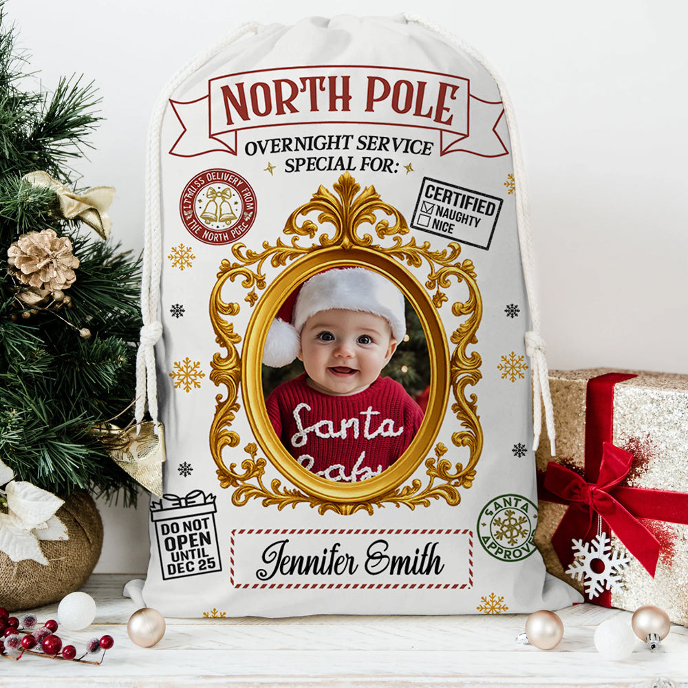 Personalized Santa Certified Christmas Bag, a festive gift sack for the whole family, ready to be filled with presents.