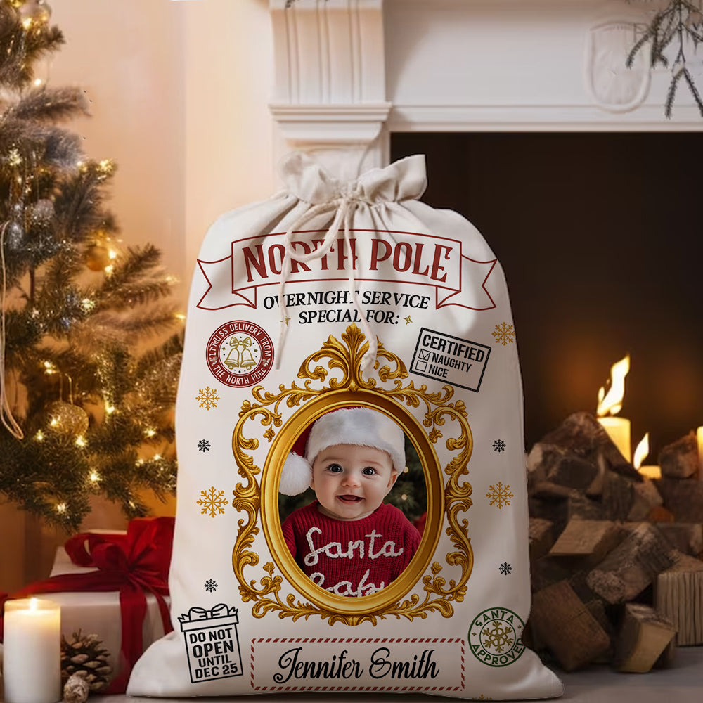Personalized Santa Certified Christmas Bag, a festive gift sack for the whole family, ready to be filled with presents.