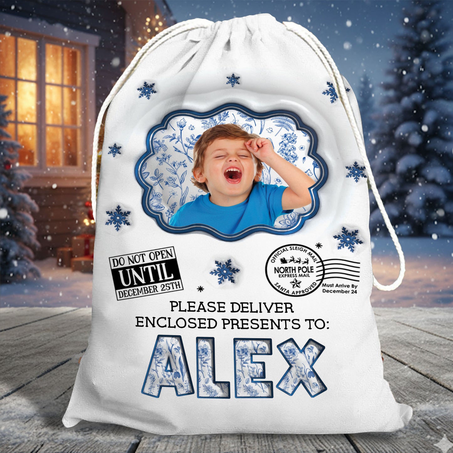 Santa Checked Twice 3D Christmas Sack - Personalized gift bag for family Christmas presents.