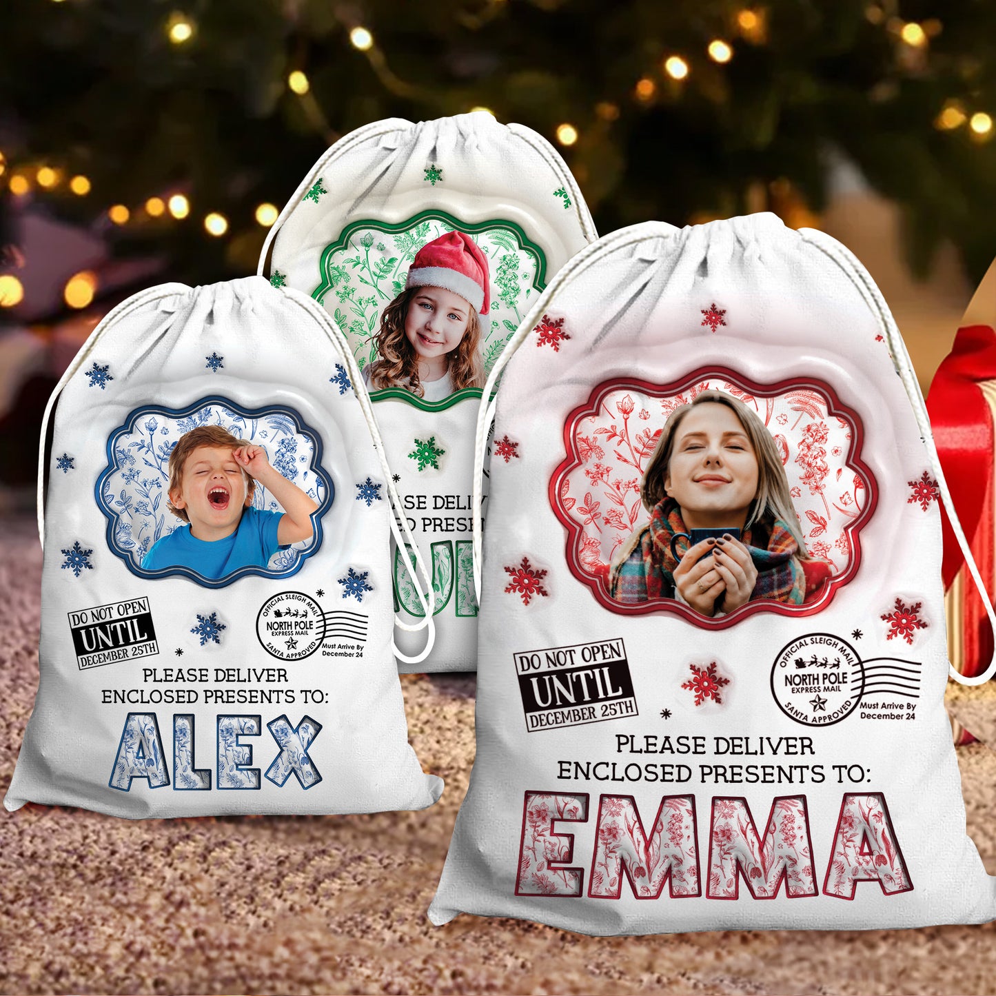 Santa Checked Twice 3D Christmas Sack - Personalized gift bag for family Christmas presents.