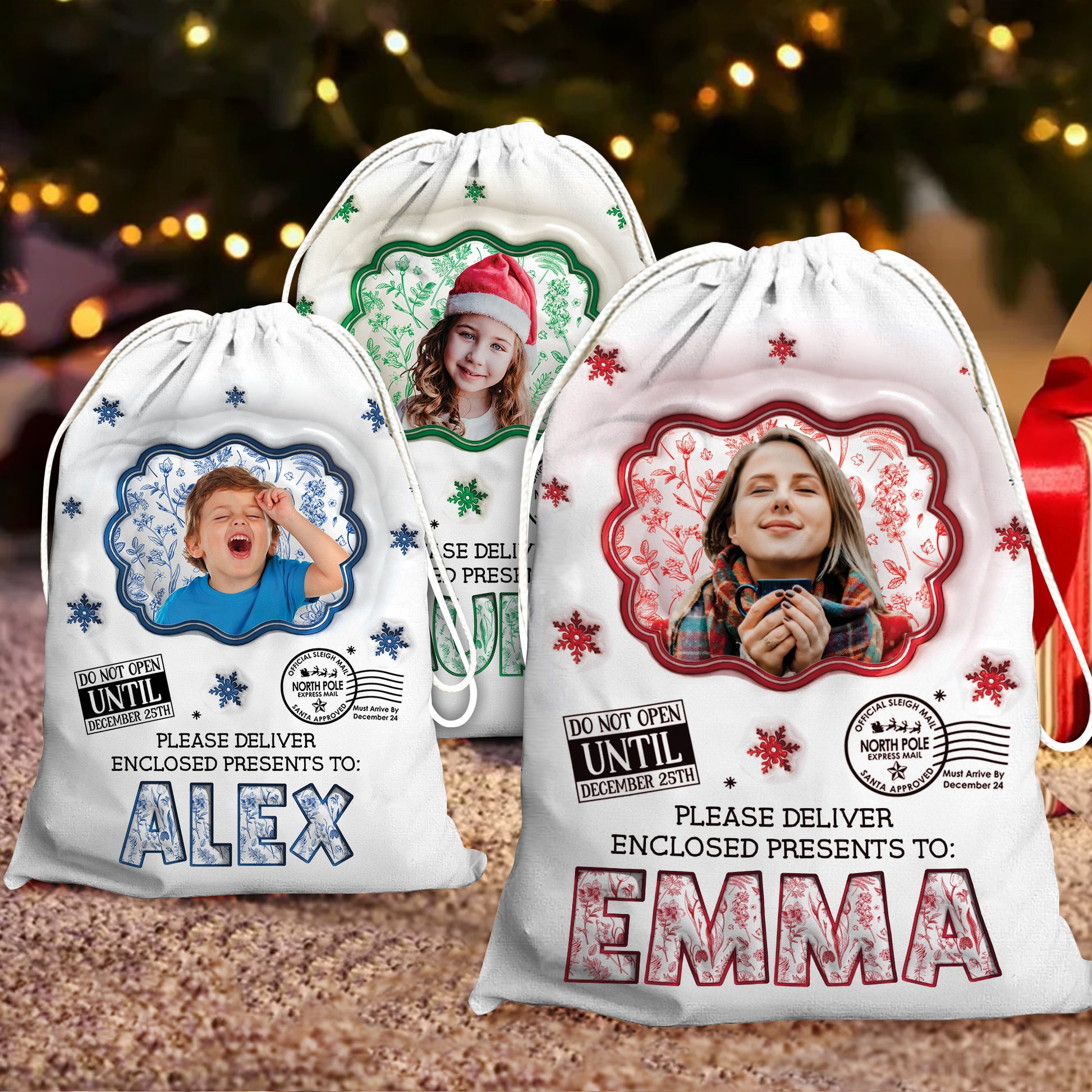 Santa Checked Twice 3D Christmas Sack - Personalized gift bag for family Christmas presents.