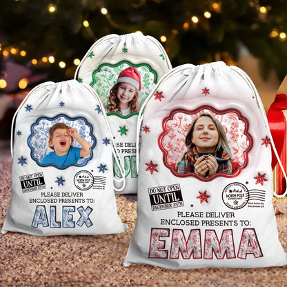Santa Checked Twice 3D Christmas Sack - Personalized gift bag for family Christmas presents.
