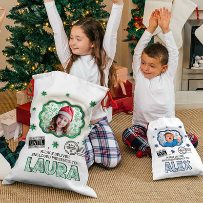 Santa Checked Twice 3D Christmas Sack - Personalized gift bag for family Christmas presents.