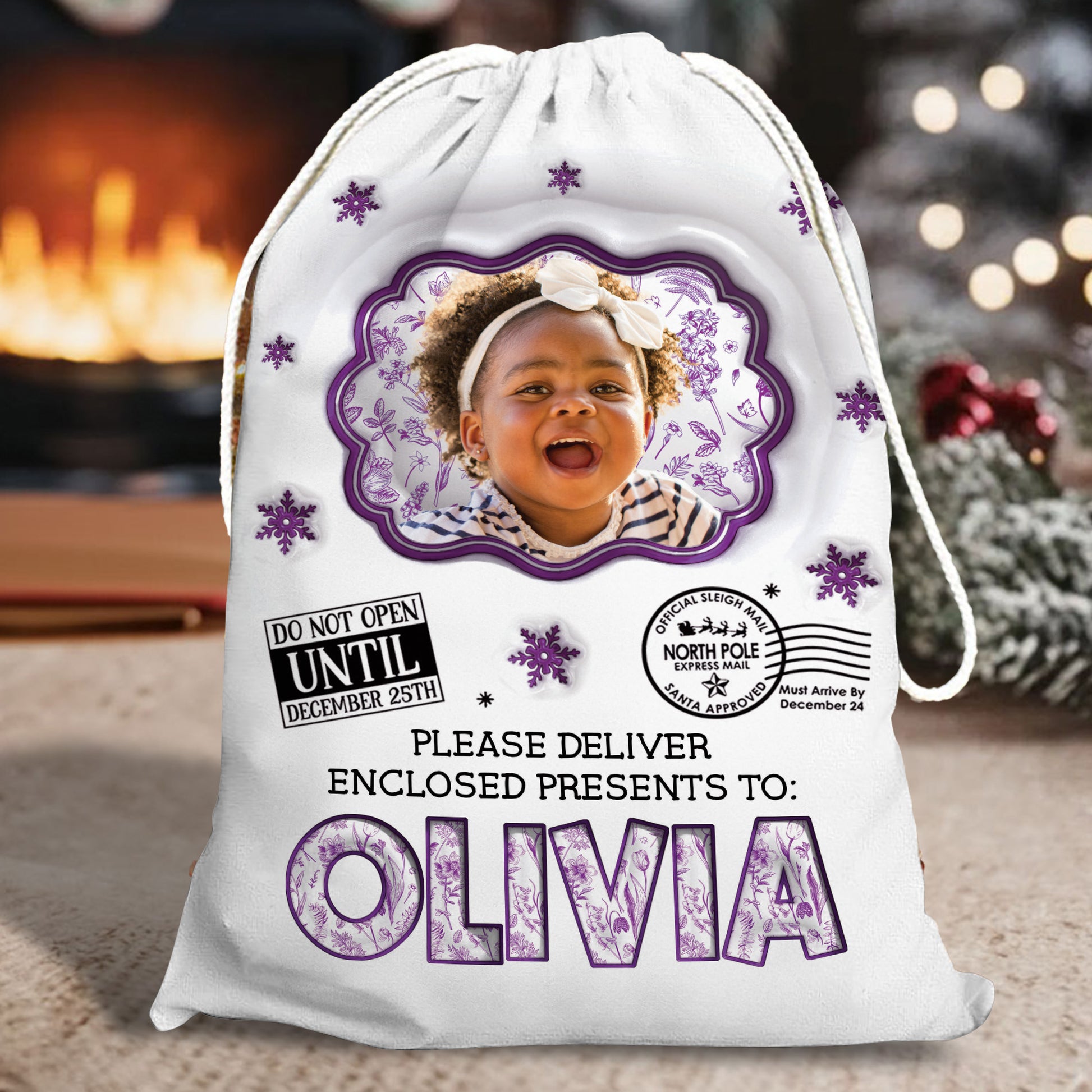 Santa Checked Twice 3D Christmas Sack - Personalized gift bag for family Christmas presents.