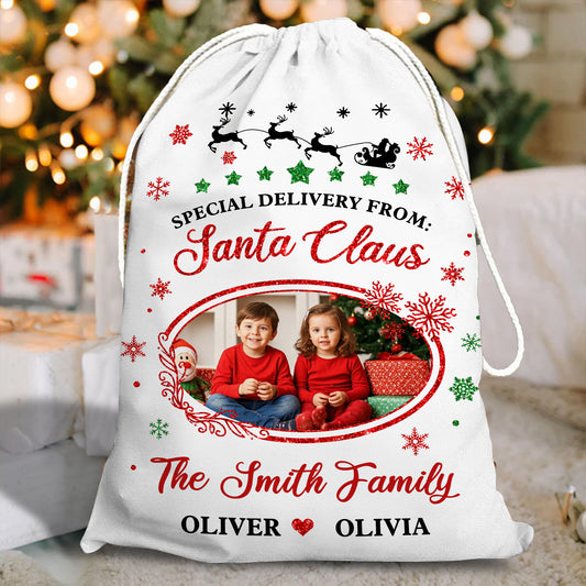 Personalized Santa Sack - "Delivery for [Family Name]" Christmas Bag.