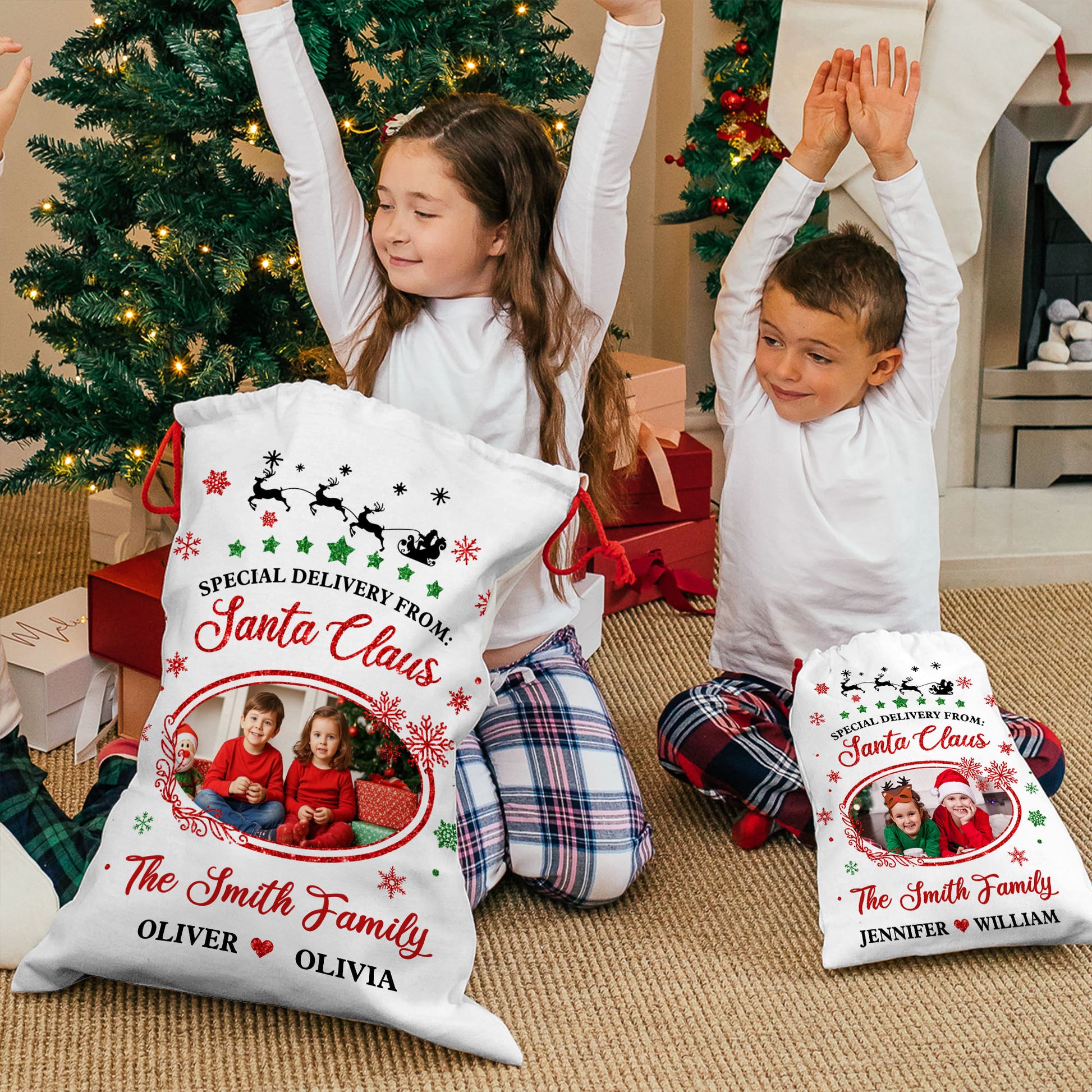 Personalized Santa Sack - "Delivery for [Family Name]" Christmas Bag.