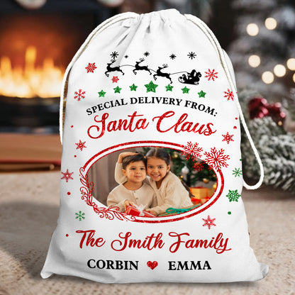 Personalized Santa Sack - "Delivery for [Family Name]" Christmas Bag.