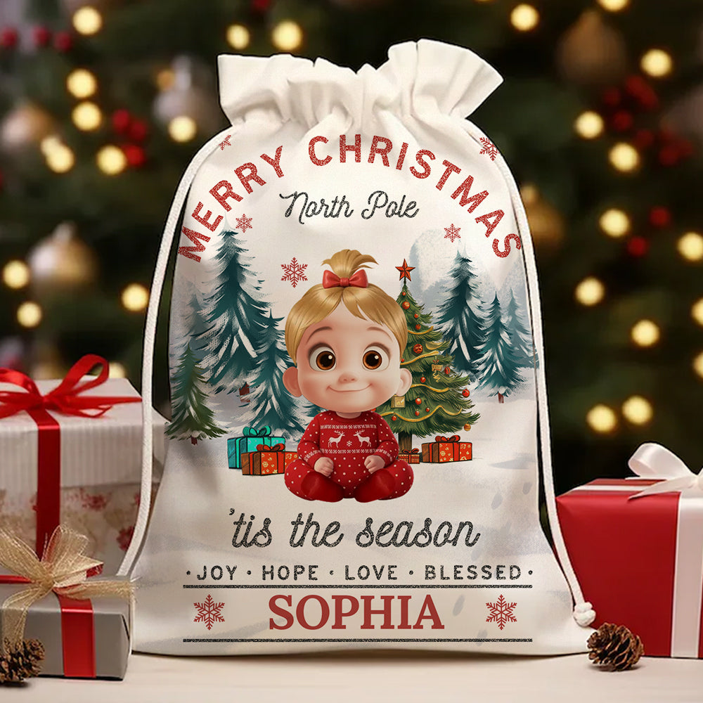 Personalized "My Love" Santa Sack Christmas Bag, perfect family gift.