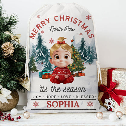 Personalized "My Love" Santa Sack Christmas Bag, perfect family gift.