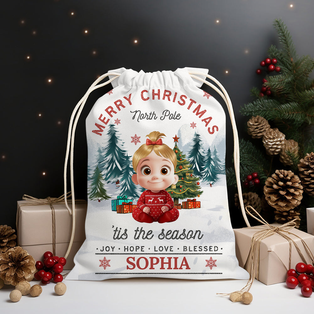Personalized "My Love" Santa Sack Christmas Bag, perfect family gift.