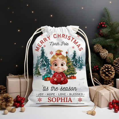 Personalized "My Love" Santa Sack Christmas Bag, perfect family gift.