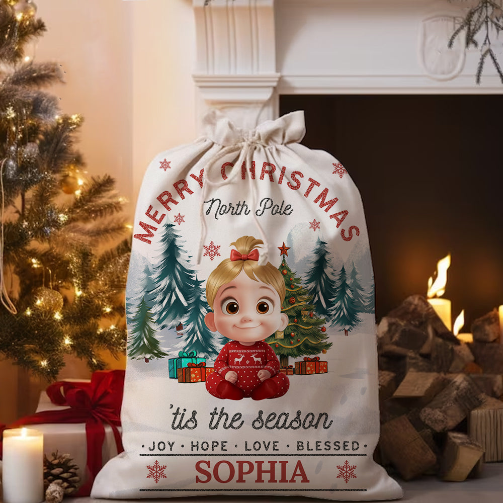 Personalized "My Love" Santa Sack Christmas Bag, perfect family gift.