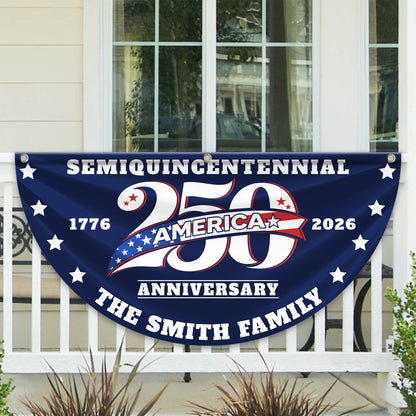 Semiquincentennial 250 Years Of Blessing Fan Flag - Custom Family Name Non-Pleated Fan Flag