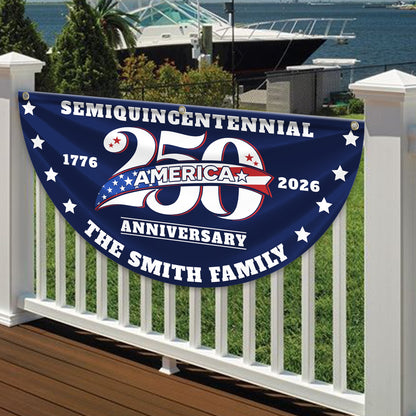Semiquincentennial 250 Years Of Blessing Fan Flag - Custom Family Name Non-Pleated Fan Flag