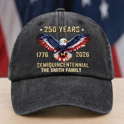 Semiquincentennial 250th America Birthday US - Washed Denim Baseball Cap - Custom Print Cap
