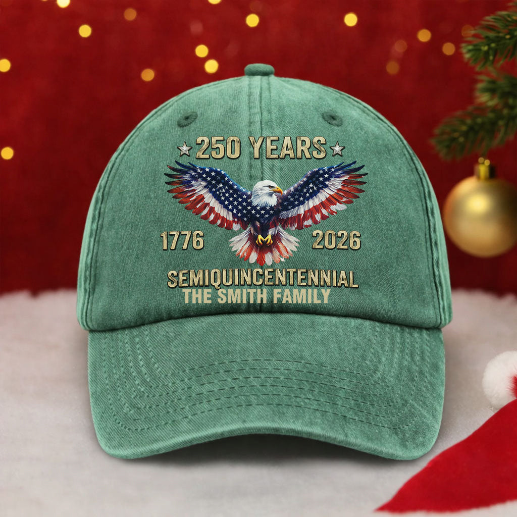 Semiquincentennial 250th America Birthday US - Washed Denim Baseball Cap - Custom Print Cap