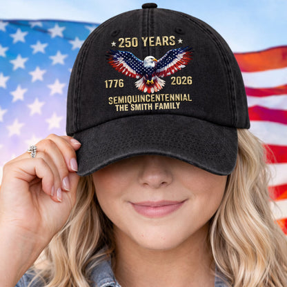 Semiquincentennial 250th America Birthday US - Washed Denim Baseball Cap - Custom Print Cap