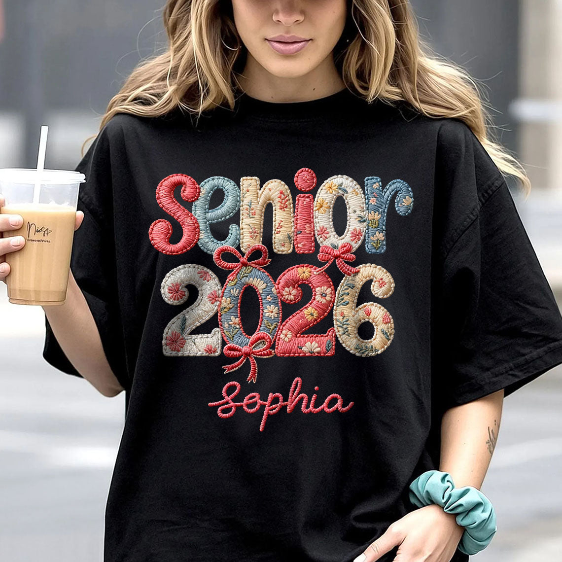 Senior 2026 embroidered crewneck hoodie sweatshirt, a custom graduation unisex t-shirt from Jillian Customs.