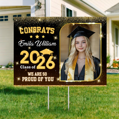 Personalized Senior 2026 Lawn Sign, a unique graduation yarn sign with stake, perfect graduation gift.