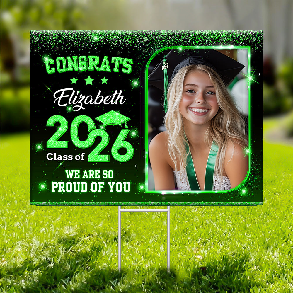 Personalized Senior 2026 Lawn Sign, a unique graduation yarn sign with stake, perfect graduation gift.